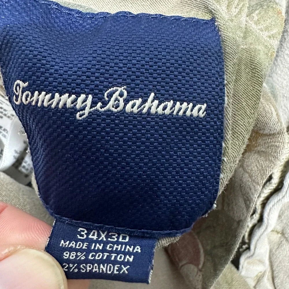 Tommy Bahama Jeans Mens 34x30 Khaki Cotton Stretch Pants Marlin‎ Logo